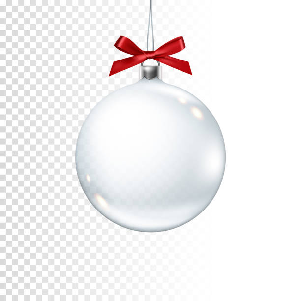 istock Realistic transparent christmas ball with bow, isolated on transparent background. 1191871113