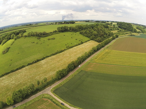 Drone shot of a calcareous grassland in between agricultural land. Showing an extreme case of fragmentation.