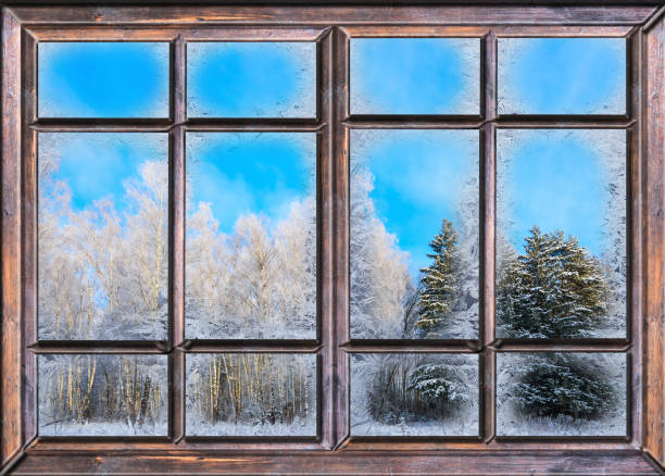 istock the window is covered with ice frost 1191878907