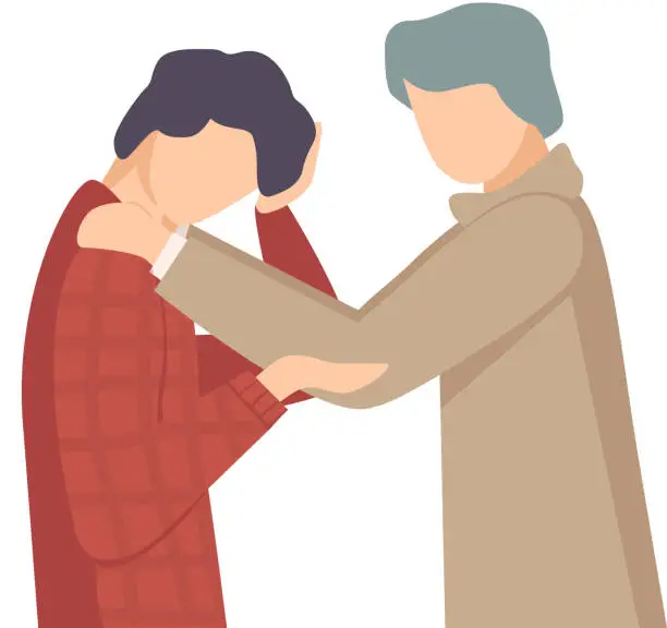Vector illustration of Man Standing with His Fellow Giving Him Word Support Vector Illustration