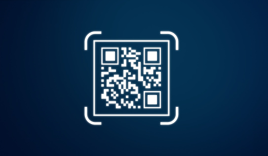 QR code icon, on blue background