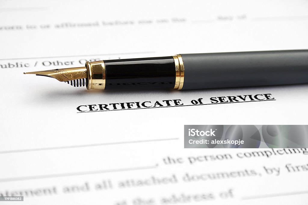 Certificate of service  Affidavit Stock Photo