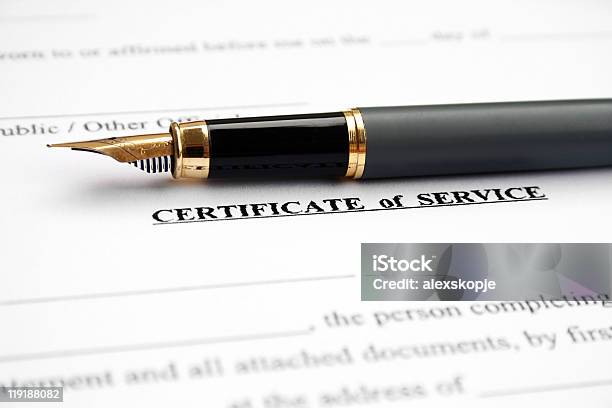 Certificate Of Service Stock Photo - Download Image Now - Affidavit, Agreement, Authority
