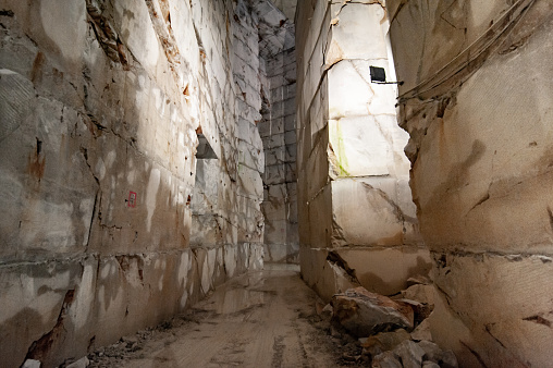 Majestic Corridors Inside Of Marble Quarry.
