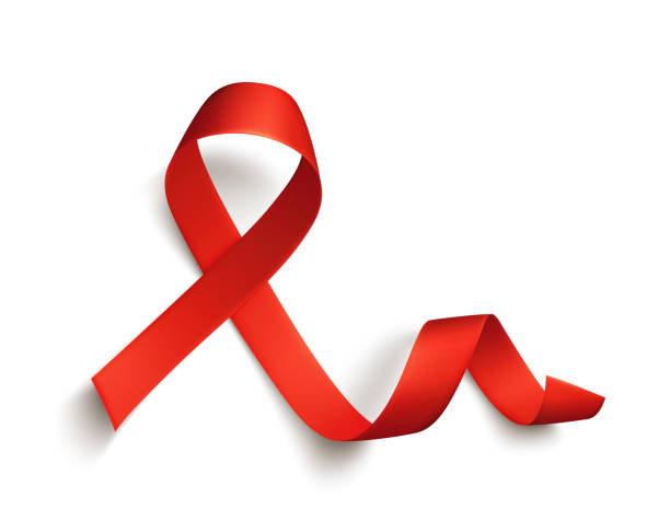 istock Realistic red ribbon, world aids day symbol, 1 december, vector illustration. World cancer day - 4 february. 1191888558
