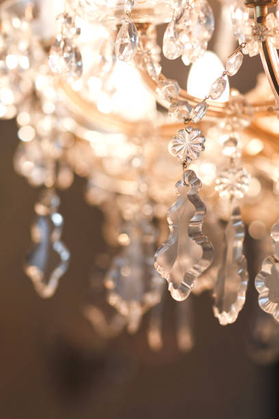 Beautiful crystal chandelier. stock photo