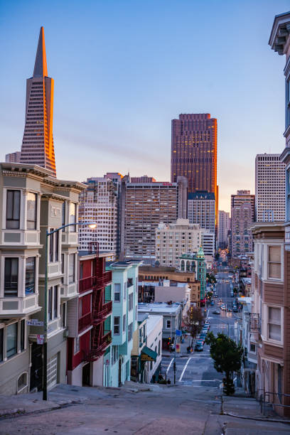 San Francisco,California,USA, 5 January 2009 :The last rays of sun on San Francisco's skyscrapers