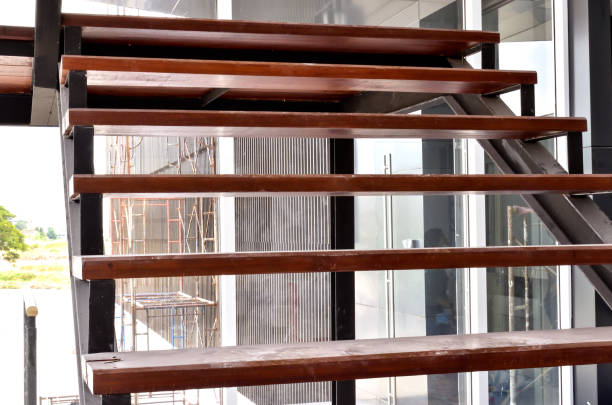 istock Wooden stairs are under construction. 1191891687