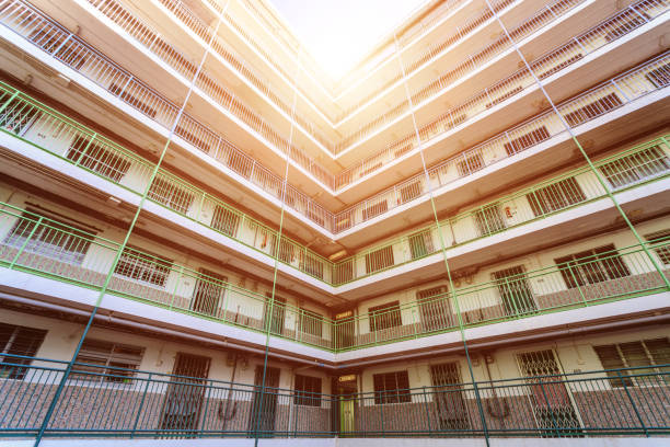 istock front view of old estate in Hong Kong 1191892483