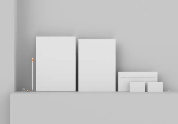 istock Base white stationery mockup template for branding identity on gray background for graphic designers presentations and portfolios. 3D rendering. 1191892946