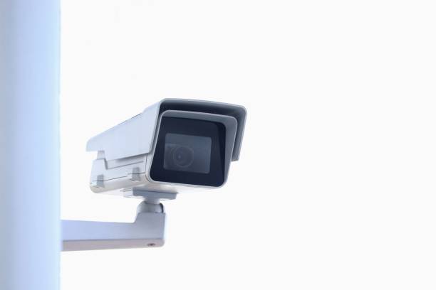 istock closed-circuit television on white pole against white background 1191894158