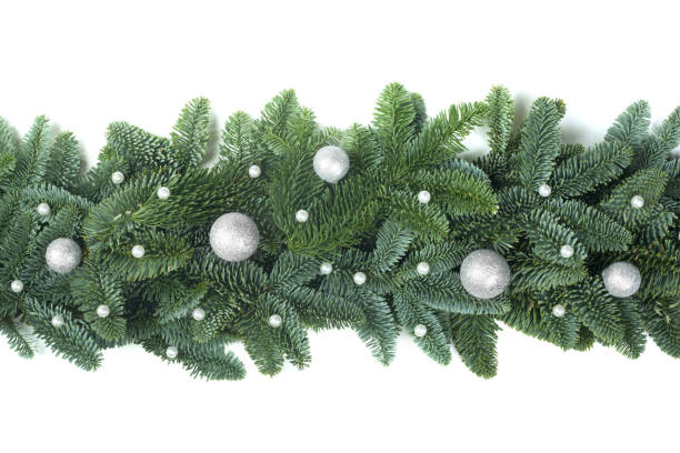istock Christmas border of fir tree on white 1191900153