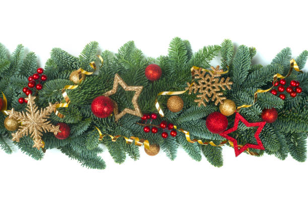 istock Christmas border of fir tree on white 1191900159