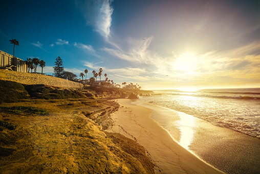 Sunset in La Jolla shore. California, USA