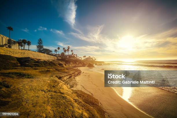 Sunset In La Jolla Shore Stock Photo - Download Image Now - San Diego, California, Sunset