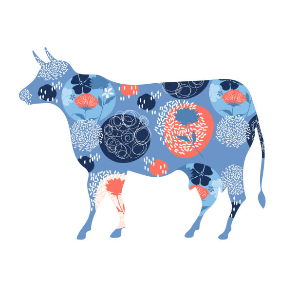 istock Floral cow silhouette. Vector illustration. Farm animal. 1191901649