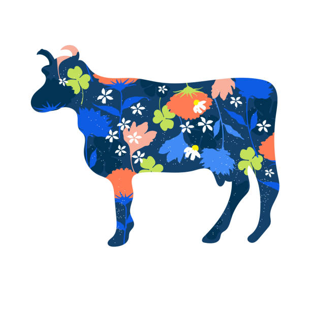 istock Floral cow silhouette. Vector illustration. Farm animal. Agriculture. 1191901651