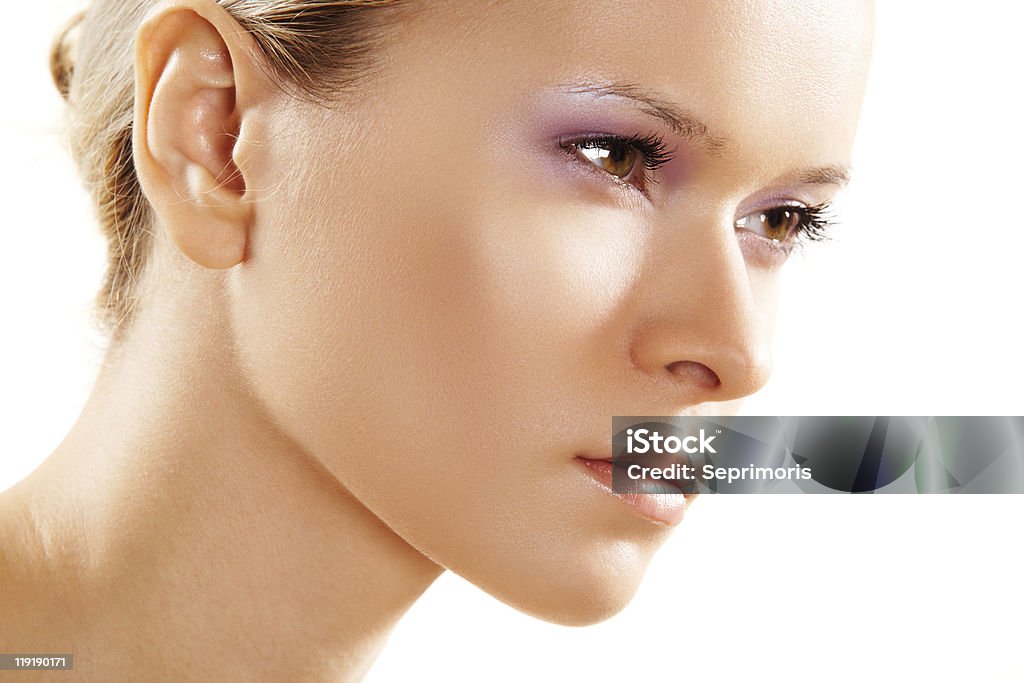 건강 & 미용, 매력적인 깨끗하다 여성 얼굴 - 로열티 프리 갈색 눈 스톡 사진