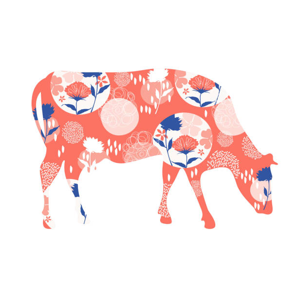istock Floral cow silhouette. Vector illustration. Farm animal. 1191901724