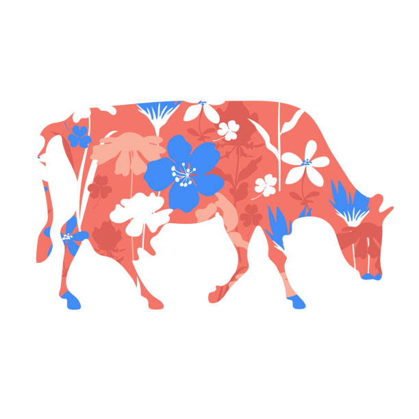 istock Floral cow silhouette. Vector illustration. Farm animal. 1191901725