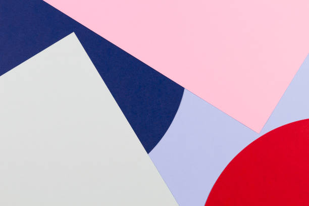 istock Abstract colored paper texture background. Minimal geometric shapes and lines in pastel blue, light pink, green.red and navy colours 1191902021