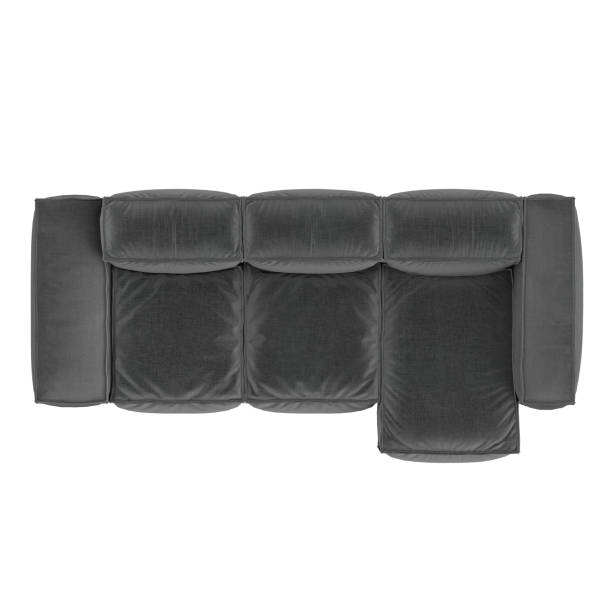 istock Gray soft sofa made of fabric on an isolated background. Top view. 3d rendering 1191904722