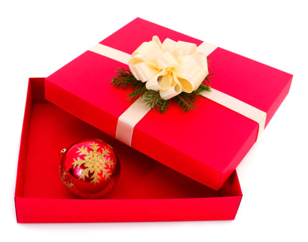 istock Red christmas gift box with white ribbon 1191908438