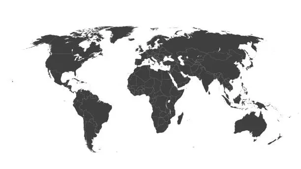 Vector illustration of World Map Vector Illustration on White Isolated Background. Flat Blank world map