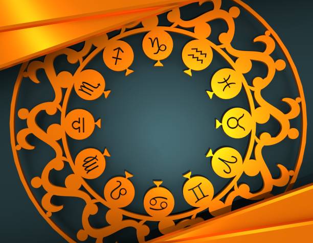 Astrology symbols in circle. stock photo