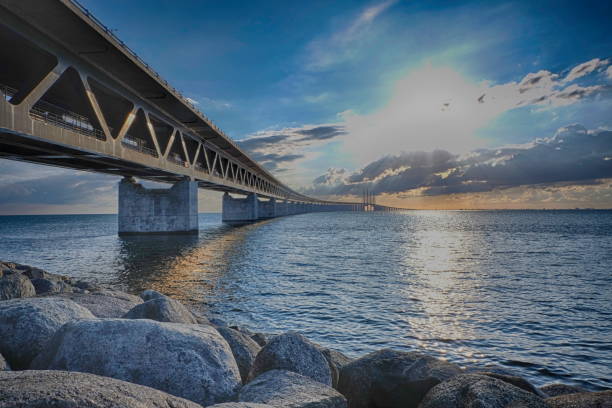 beautiful bridge between Denmark and Sweden stock photo