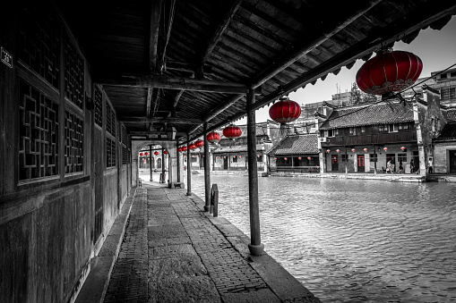 Ancient folk houses along river, Nanxun ancient town, China