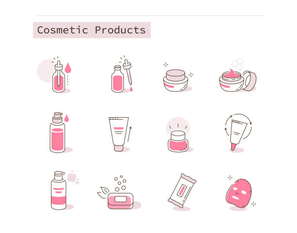 ilustraciones, imágenes clip art, dibujos animados e iconos de stock de productos cosméticos - tóner