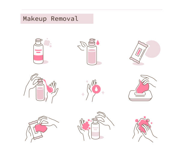 uzupełnić usuwanie - human face rubbing women beauty treatment stock illustrations