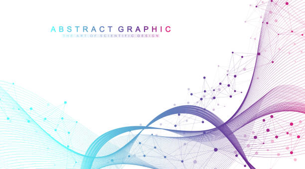 illustrazioni stock, clip art, cartoni animati e icone di tendenza di illustrazione vettoriale scientifica ingegneria genetica e concetto di manipolazione genica. elica del dna, filamento di dna, molecola o atomo, neuroni. struttura astratta per la scienza o il background medico. flusso d'onda - dna genetic research medicine therapy