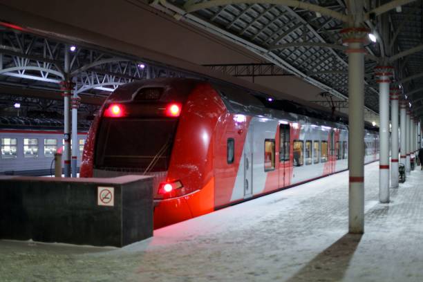 istock Railway train expects passengers to land at station winter night 1191918484