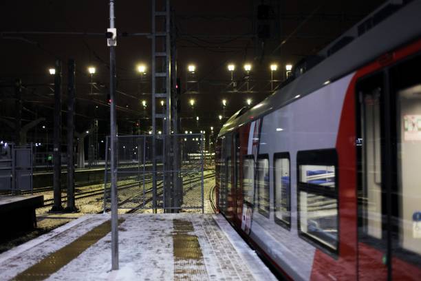 istock Railway train expects passengers to land at station winter night 1191918584