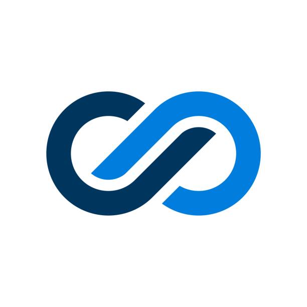 thiết kế minh họa mẫu logo infinity vector màu xanh dương. vectơ eps 10. - vô tận hình minh họa sẵn có