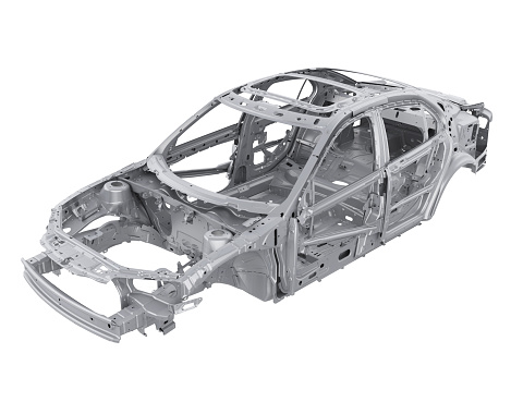 Unibody Car Chassis Frame isolated on white background. 3D render