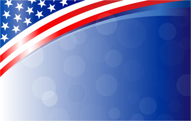 illustrazioni stock, clip art, cartoni animati e icone di tendenza di striscione con cornice di sfondo della bandiera americana - fourth of july patriotism american flag frame