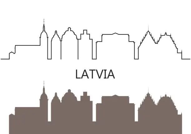 Vector illustration of Latvia. Isolated Latvian architecture on white background