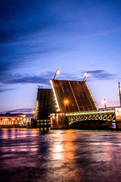 St. Petersburg Palace Bridge Opening For Ships