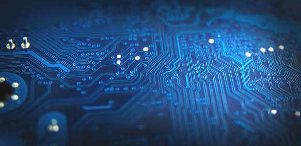 istock Modern printed circuit board, electronic circuit board, textolite. Background banner. 1191926353