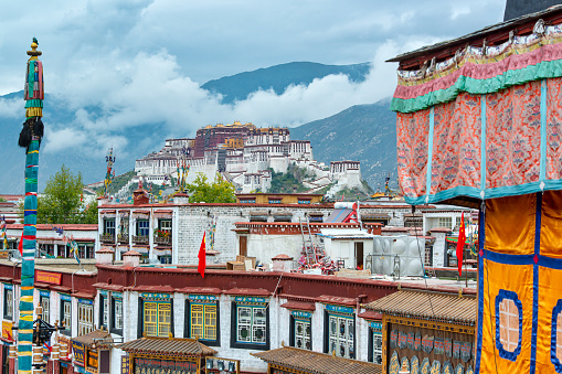 The Potala Palace in Lhasa, Tibet. The current building was built under the 5th Dalai Lama, starting in 1645. The palace was the main residence of the Dalai Lamas until 1959. It is now a state museum of China and the main tourism attraction in Lhasa and it is stated as an UNESCO world heritage site.