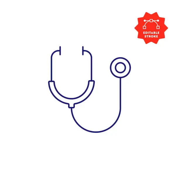 Vector illustration of Stethoscope Icon with Editable Stroke and Pixel Perfect.