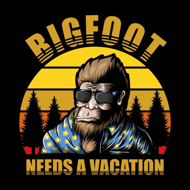 Bigfoot vacation sunset Vector illustration Bigfoot vacation sunset Vector illustration for your company or brand big feet cartoon stock illustrations