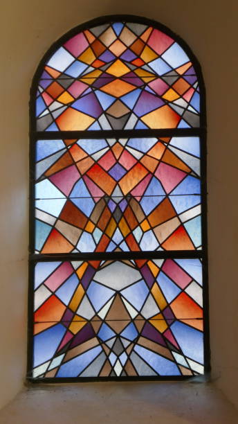 istock Colorfull stained glass window viewed from the inside. 1191946024