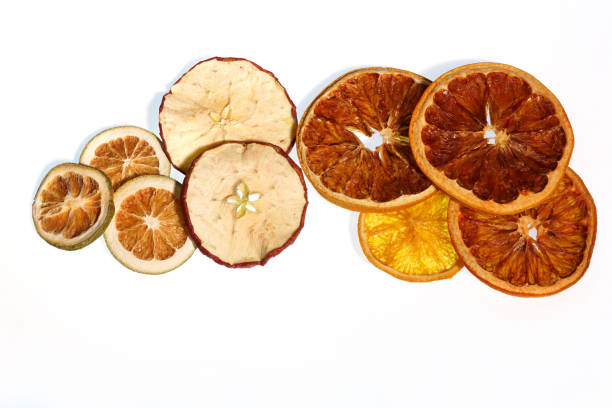 Dried fruits on a white background