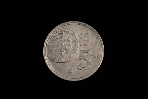 istock An old Spanish five peseta coin on black 1191947769
