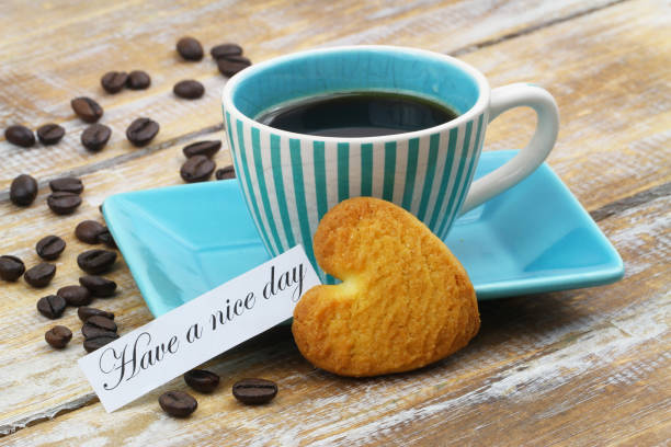 istock Have a nice day card with cup of coffee and heart shaped cookie 1191949049