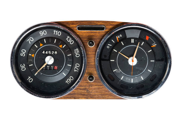 retro tachometer of a vintage car - collectors car antiquities ancient past imagens e fotografias de stock